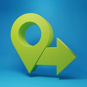 Green Map pin icon isolated on blue background. Navigation, pointer, location Stock Illustration