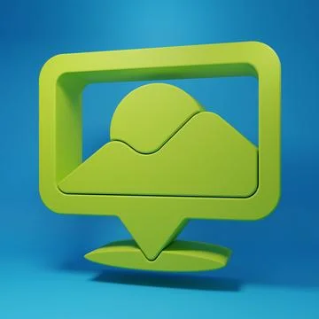 Green Map pin icon isolated on blue background. Navigation, pointer, location Stock Illustration