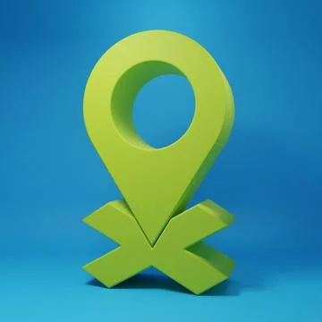 Green Map pin icon isolated on blue background. Navigation, pointer, location Stock Illustration