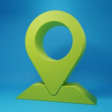 Green Map pin icon isolated on blue background. Navigation, pointer, location Stock Illustration