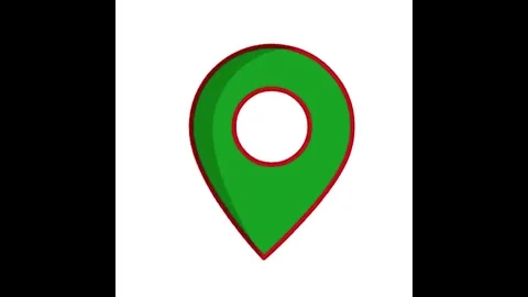 Green map pin icon with red outline Stock Footage 324865598