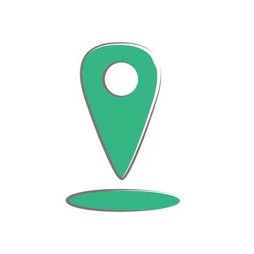 Green map pin icon on white background for location services and navigation Stock Illustration