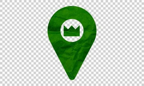 Green map pin icon with white mountain symbol for travel and location service Stock Illustration