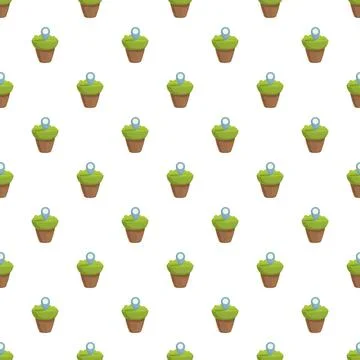 Green map pin location on abstract plant pot pattern Illustrazione stock