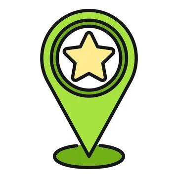 Green map pin marking a favorite location with a star Stock Illustration