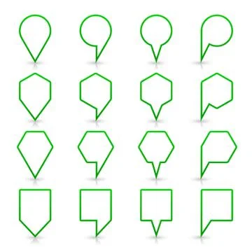 Green map pin sign flat location icon web button Stock Illustration