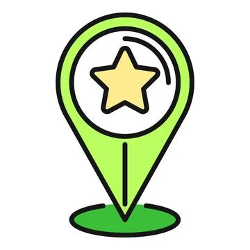 Green map pin with star marking favorite location Illustrazione stock