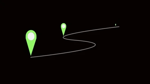Green map pins g p s navigation journey route destination location points a.. Stock Footage 321392813