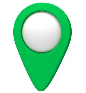 Green map pointer 3d pin. Location symbol isolated on white background. Web Stock Illustration