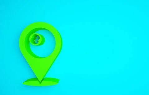Green Map pointer with billiard pool snooker ball with number 8 icon isolated on Stock Illustration
