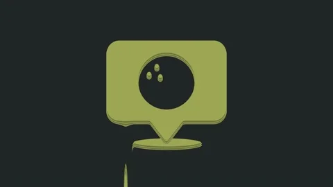 Green Map pointer with bowling ball icon isolated on black background. Sport 스톡 동영상 235525977