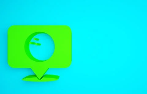 Green Map pointer with bowling ball icon isolated on blue background. Sport Stock Illustration