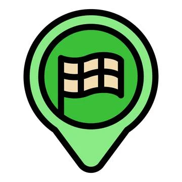 Green map pointer with finish flag icon for racing events Stock Illustration