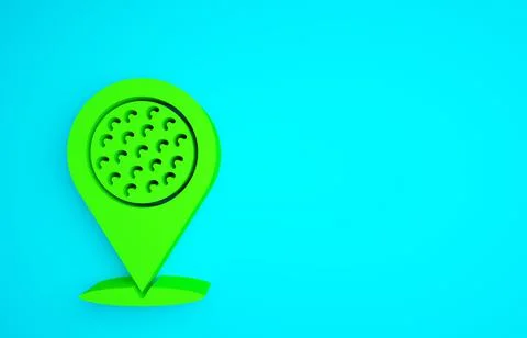 Green Map pointer with golf sport club icon isolated on blue background Stock Illustration