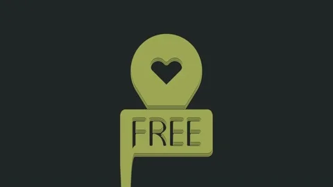Green Map pointer with heart icon isolated on black background. Valentines day 스톡 동영상 235591648