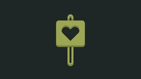 Green Map pointer with heart icon isolated on black background. Valentines day 스톡 동영상 235591765