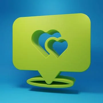 Green Map pointer with heart icon isolated on blue background. Valentines d.. Stock Illustration