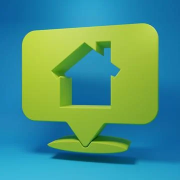 Green Map pointer with house icon isolated on blue background. Home locatio.. Stock Illustration