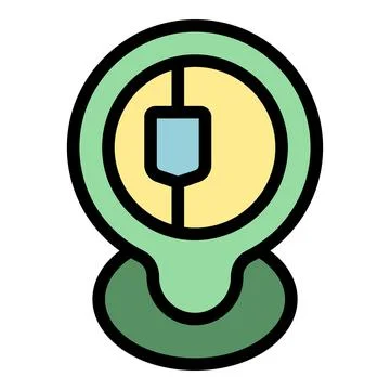Green map pointer icon with usb flash drive symbol for charging stations Illustrazione stock