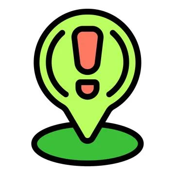 Green map pointer showing an exclamation point symbol for attention 스톡 일러스트