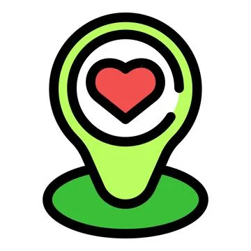 Green map pointer showing location of love and romance Stock Illustration
