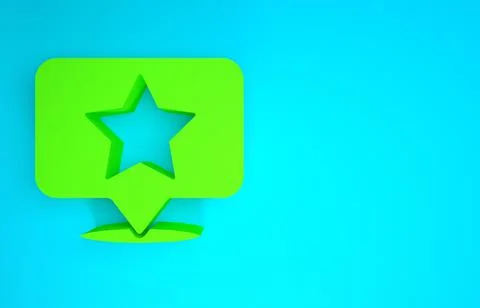 Green Map pointer with star icon isolated on blue background. Star favorite p Stock Illustration