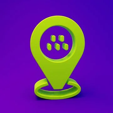 Green Map pointer with taxi car icon isolated on purple-blue background. Lo.. Stock Illustration