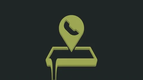 Green Map pointer with telephone or communication icon isolated on black Video stock 235450746