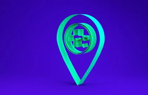 Green Map pointer with veterinary medicine hospital, clinic or pet shop for a Stock Illustration