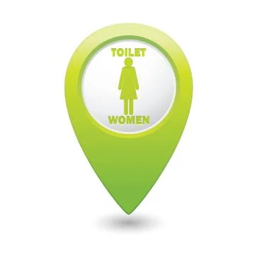 Green map pointer with WC sign. Vector illustration Stock Illustration