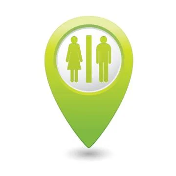 Green map pointer with WC sign. Vector illustration Stock Illustration