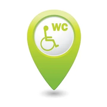Green map pointer with WC sign. Vector illustration Stock Illustration