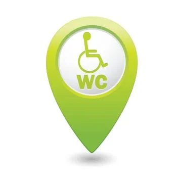 Green map pointer with WC sign. Vector illustration Stock Illustration