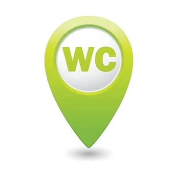 Green map pointer with WC sign. Vector illustration Stock Illustration