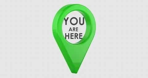 Green map pointer You Are Here, rotation animation seamlessly loopable. 3D .. Stock Footage 334610950
