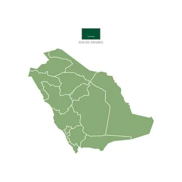 Green map of saudi arabia with borders Stock Illustration