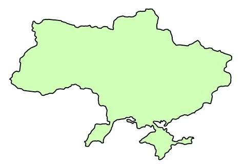 Green map of Ukraine on a white background close up. Outline of Ukraine Stock Illustration
