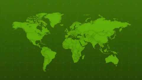 A green map of the world with a green background Stock Footage 266753308