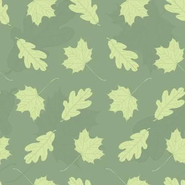 Green maple and oak leaf tileable pattern Stock Illustration