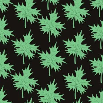 Green maple leaf. Endless pattern. Part of tree with veins. Stockillustratie