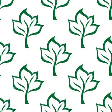Green maple tree seamless pattern background Illustrazione stock