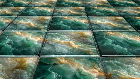 Green Marble Tiles, Background, Exclusive, Unique Design, Reflection Stock Footage 294202158