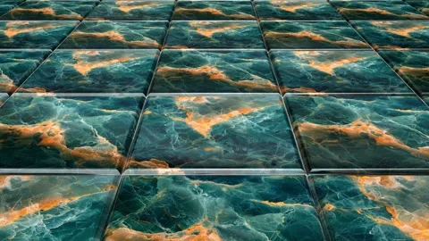 Green Marble Tiles, Background, Reflection, Exclusive, Unique Design Stock Footage 294202171