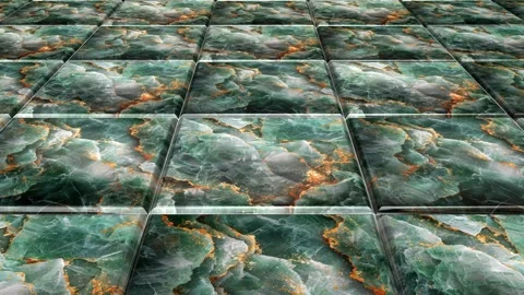 Green Marble Tiles, Background, Reflection, Unique Design, Exclusive Stock Footage 294202265