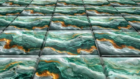 Green Marble Tiles, Background, Unique Design, Exclusive, Reflection Stock Footage 294202167