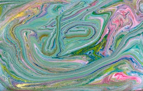 Green marbling pattern. Golden marble liquid texture. Stock Illustration
