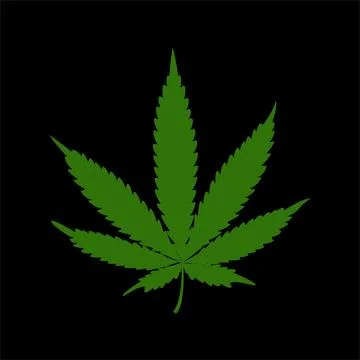 Green marijuana leaf icon on black background. Design element. Vector Illustrazione stock
