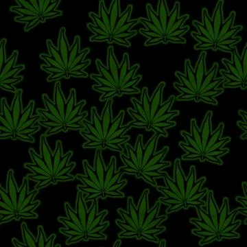 Green marijuana leaf pattern repeat background Stock Illustration