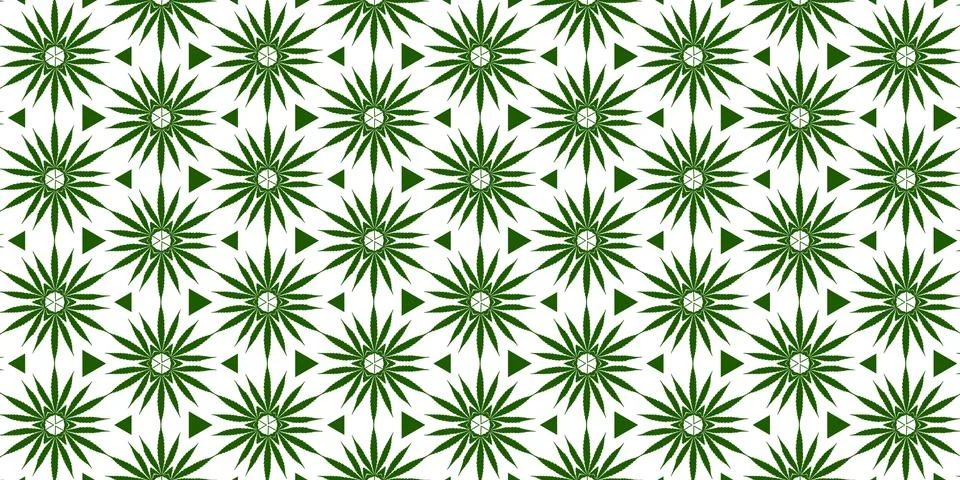 Green Marijuana Leaf Repeat Pattern Background Illustration for your Projects. Stock Photos