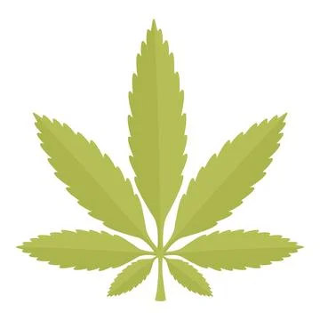 Green marijuana leaf with seven leaflets isolated on white background Stock Illustration
